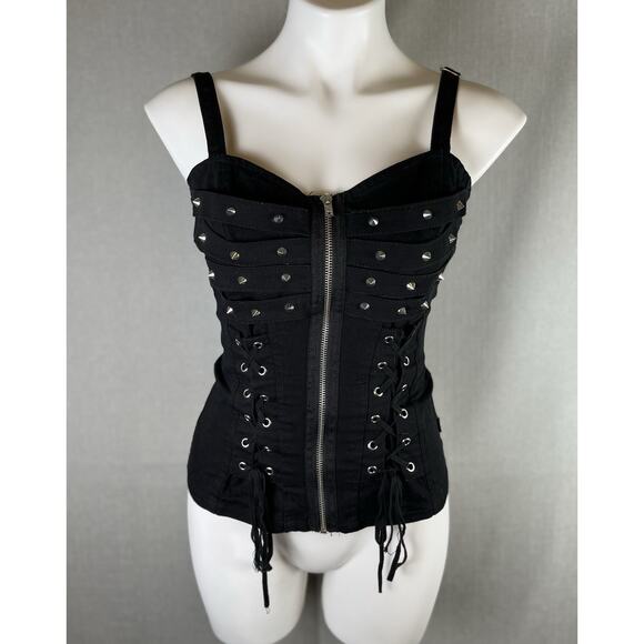Tripp nyc Tops - VTG Y2K Tripp NYC Halter Corset Top Punk Goth Grunge Studed Pinup Size Medium